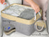 TheWarmHome Decorative Basket Rectangular Fabric Storage Bin Organizer Basket with Handles for Clothes Storage (Gold&Grey, Medium-1Pack,13.8L*9.8W...