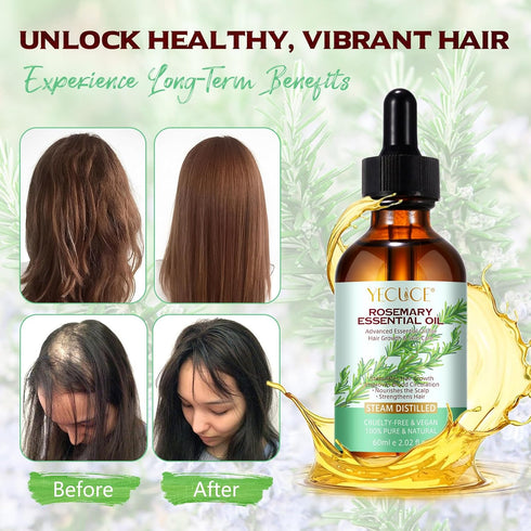 Rosemary Oil, 2.02 Fl Oz Pure Rosemary Essential Oil with with Glass Dropper - Undiluted Rosemary Massage Oil for Hair Growth Skin Care and Nails ...