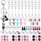 86 Pcs Beadable Keychain Bar Set Bead Keychain Kit Include Variety Beads Leather Tassel Charms for DIY Craft Gift...