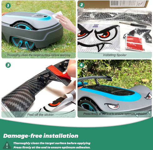 Robot Lawn Mower Decoration, Worx Tuning - Sticker Lawn Mower I Lawn Mower Spoiler I Rear Fin for Ecovacs Goat G1, Segway Navimow, Worx M500 Plus,...