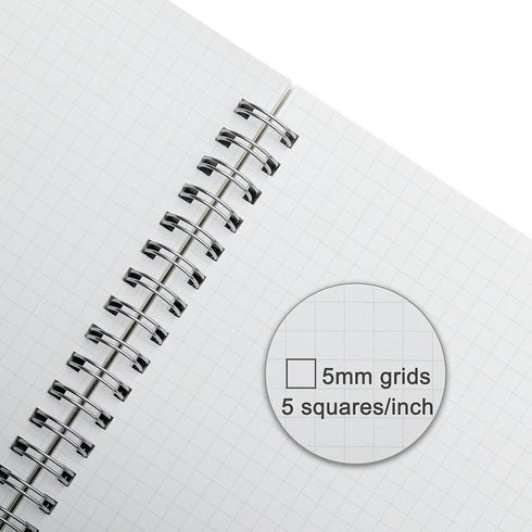 TWONE Graphing Notebook, Spiral Graph Notebook with 80 Sheets/160 Square Grid Paper, 5.5 x 8.25 Inches (1 Pack)...