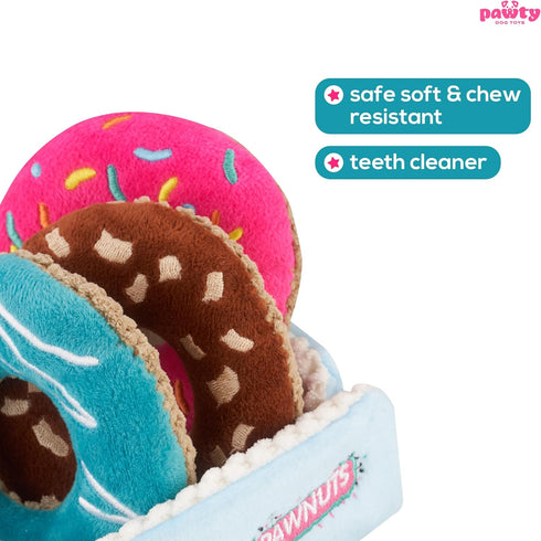 Donut Box Interactive Toy - Plush Interactive Food Shaped Parody Toy - Fetch Cute Chew Toy - Cute Dog Gifts for Favorite Dog Birthday...