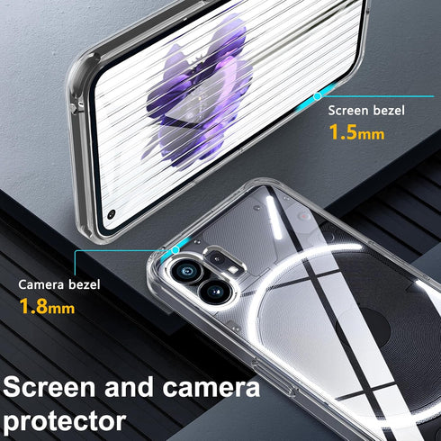 Hensinple for Nothing Phone 2 Case with Tempered Glass Screen Protector, Anti-Yellowing Military-Grade Drop Protection Cover, Shockproof Soft Slim...