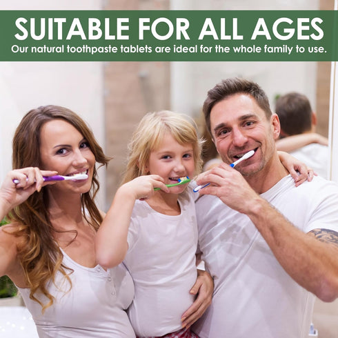 Toothpaste Tablets - Mint Flavor, Anti-Plaque, Anti-Cavity, Prevents Tooth Decay, Anti-Gingivitis, Oral Cleaner, Travel-Friendly, Fluoride-Free...