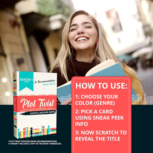 Plot Twist: 36 Book Recommendation Scratch Off Cards across 8 Unique Fictional Genres. Gift for Couples, Book Lovers, Readers, Book Clubs....