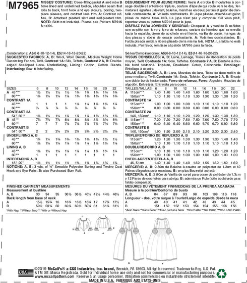 McCall Pattern Company McCall's Women's Victorian Costume Dress and Jacket, Sizes 14-22 Sewing Pattern, White...