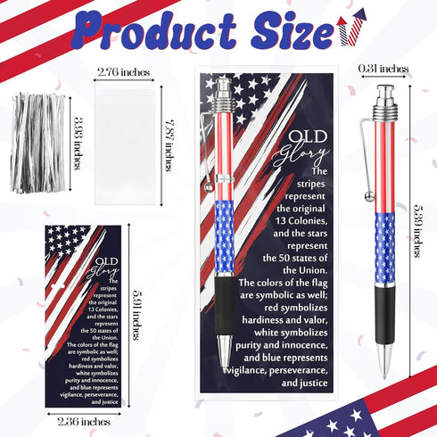 American Flag Ballpoint Pens USA Patriotic Themed Bookmarks Independence Day Souvenirs Gifts Black Gel Ink Ballpoint Pen for Writing and Signing P...