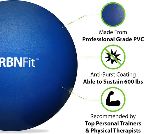 URBNFit Small Exercise Ball - 9-inch Mini Pilates Ball with Fitness Guide for Yoga, Barre, Physical Therapy, Stretching & Core Stability Workout...