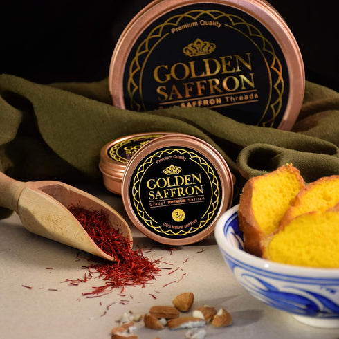 Golden Saffron, Finest Pure Premium All Red Saffron Threads, Grade A+ Super Negin, Non-GMO Verified. For Tea, Paella, Rice, Desserts, Golden Milk ...
