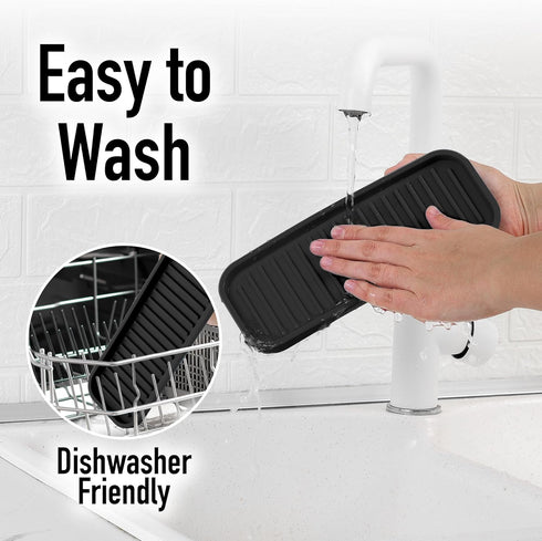 Zulay Kitchen (9x3.5) Silicone Sponge Holder for Kitchen Sink - Flexible Multipurpose Soap Tray Sponge Holder - Sink Organizer Tray for, Bathroom,...