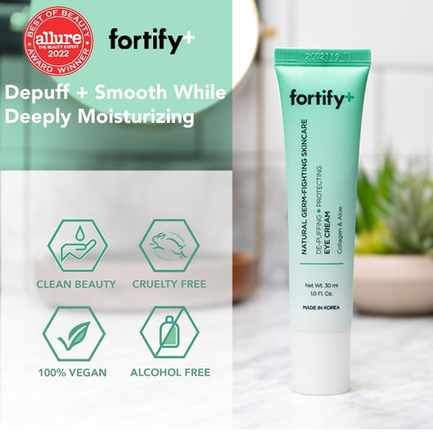 Fortify Natural Skincare - Eye Cream - De-Puffing + Protecting | Helps Protect, Hydrate, & Refresh | Clean Beauty | Made in Korea - 30ML...