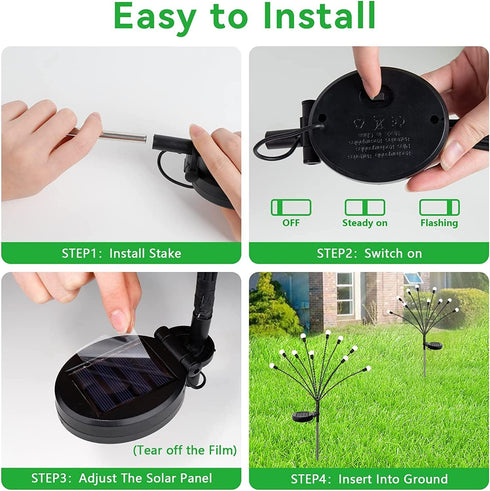 Solar Garden Lights - 2 Pack 20LED New Upgraded Firefly Lights Solar Outdoor Waterproof Solar Swaying Light, 2 Lighting Modes Solar Lights for Yar...