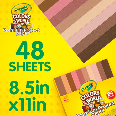 Crayola Construction Paper in Colors of The World, 8.5” x 11”, 24 Colors, Craft Supplies, 48 Sheets...