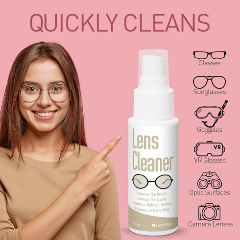 Eyeglass Cleaner Spray with Microfiber Cloth Kit, Lens Cleaner for Eyeglasses, Sunglasses, Camera Lenses & Electronic Screens, Gentle, Odor-Free, ...