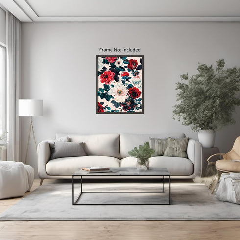 Posterizer 1 pcs-vibrant red and white flowers for chic decor-Floral & Botanical Art-Abstract & Modern Art-Decor for Home & Office- UNFRAMED Wall ...