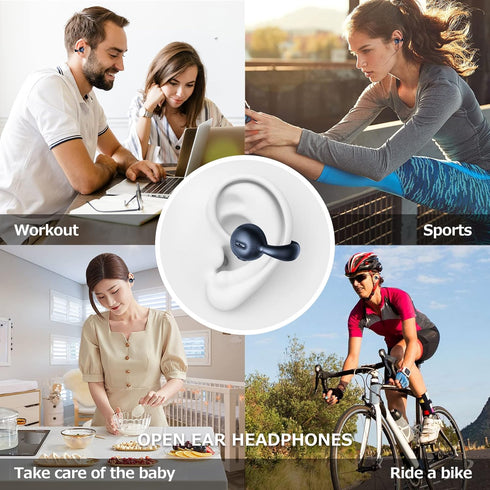 i20 Clip on Open Ear Earbud air Conduction s Wireless Bluetooth Headphones with mic Noise Cancelling Waterproof for Sports,Cycling,Driving,Running...