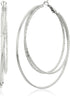 Guess Smooth and Textured Wire Silver Hoop Earrings...
