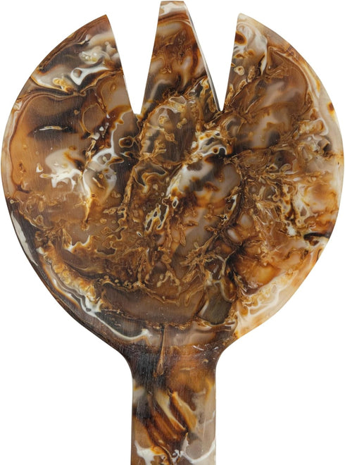 Creative Co-Op, Brown, Resin Salad Servers with Matte Marble Finish, Set of 2, Medium...