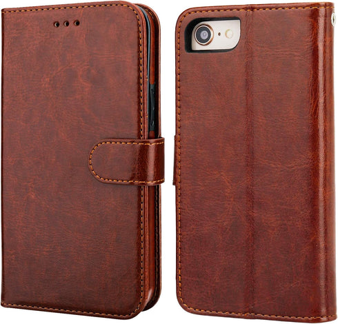 Bocasal for iPhone SE (2022)/SE (2020)/8/7 Wallet Case with Card Holder PU Leather Magnetic Detachable Kickstand Shockproof Wrist Strap Removable ...