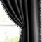 Treatmentex Pom Pom Blackout Curtains Black 45" Half Window Curtain Set for Small Window Basement Laundry Short Drapes 2Panels Rod Pocket...