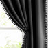 Treatmentex Pom Pom Blackout Curtains Black 45" Half Window Curtain Set for Small Window Basement Laundry Short Drapes 2Panels Rod Pocket...