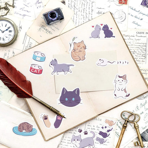 OIIKI 225 PCS Cat Scrapbook Stickers, Mini Size Laptop Stickers Decals, DIY Decoration Stickers for Scrapbook, Laptop, Travel Case, Calendars (5 P...