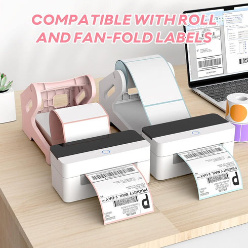 Label Holder Thermal Label Holder for Rolls and Fanfold Labels Shipping Label Stand Desktop Printer DIY Accessory Supplies for Home, Office (Pink)...