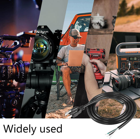 CERRXIAN 4FT 18 Gauge 3 Prong Heavy Duty Replacement Power Cord Cable 13A 110V NEMA 5-15P Male Plug to 3 Prong Open Pigtail Wire for Universal AC ...