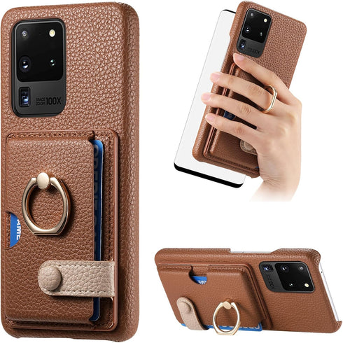 Asuwish Phone Case for Samsung Galaxy S20 Ultra 5G Wallet Cover with Screen Protector and Thin Slim Ring Card Holder Leather Cell Accessories S20u...