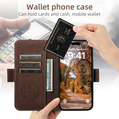 SINIANL Wallet Case for iPhone 15 Pro Max with Card Holder for Men Women, Compatible with MagSafe Wireless Charging Magnetic Leather Flip Folio Co...