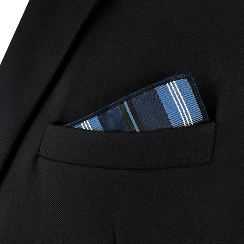 S&W SHLAX&WING Pocket Square for Men Striped Royal Blue Stripes Navy Elegant Business Formal...