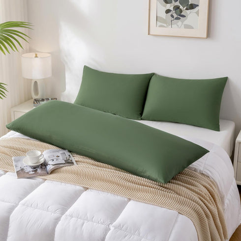 JELLYMONI Pillowcases Standard Set of 2 Cotton Envelope Pillow Covers Green 20×26in Bed Pillow Cases 100% Washed Cotton Soft Breathable (Pillows a...