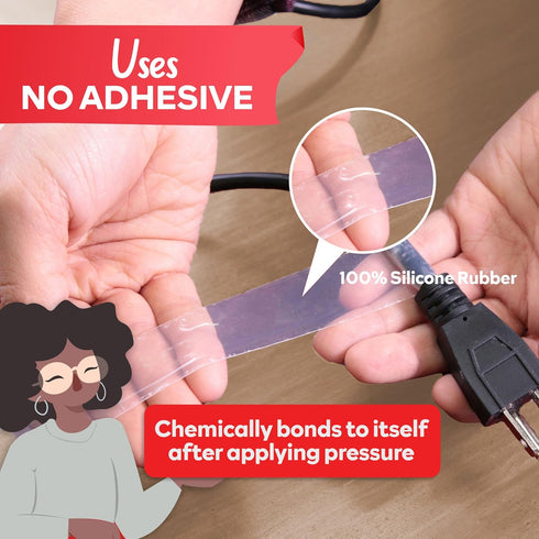 XFasten Self Fusing Silicone Tape for Plumbing Clear 1" X 36-Foot Non-Adhesive Leak Seal Tape Waterproof, Silicone Grip Tape, Rubber Tape Thick fo...