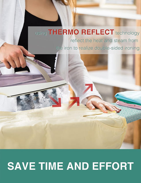 Extra Thick Ironing Board Cover and Pad,15x54 Reflective Silicone Ironing Board Cover Resist Scorching and Staining Standard Size Ironing Board Co...