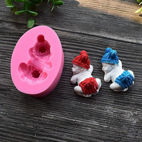 2Pcs 3D Sleeping Baby Silicone Chocolate Candy Fondant Mold Handmade Soap Candle Mold Baby Shower Party 1st Birthday Party Cake Topper Decoration ...