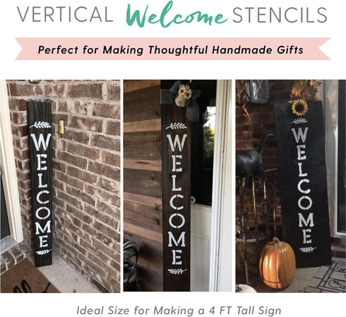 Large Vertical Welcome Sign Stencils for Painting on Wood and More - Create Beautiful Wood Signs with This Large Welcome Stencil – Set of 3 Indivi...