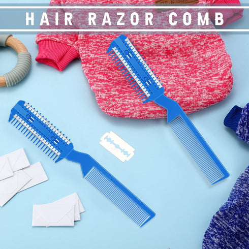 5 Pieces Razor Comb for Dogs Hair Grooming Trimmer Comb for Pet Razor Comb with 25 Extra Blades Manual Dog Hair Trimmer Comb Double Edge Razor for...