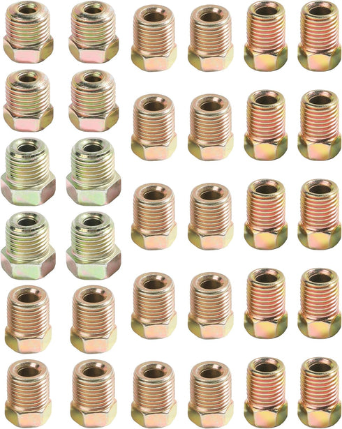 32PCS Brake Line Fittings,Brass Brake Line Fittings Kit,Metric Brake Line Invert Flare Fittings Brake Line Fittings Assortment,Brake Line Fitting ...