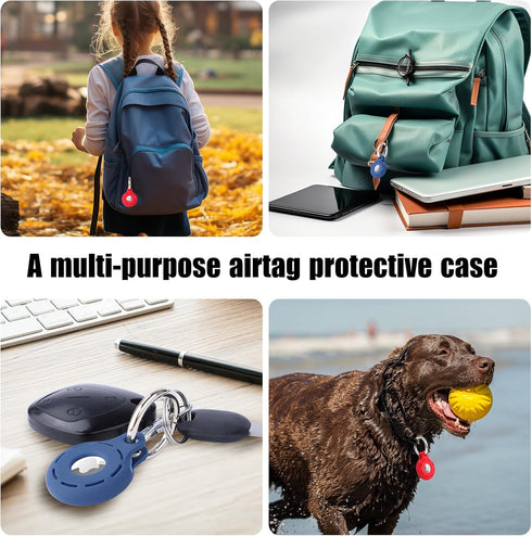 Airtag Dog Collar,Silicone Tracking Airtag Dog Collar Holder, Durable and Lightweight Airtag Collar for pet,Apple AirTag for pet Collar (2 pack)(R...