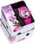 Minnie Mouse Kids' Analog Watch by Accutime - Pink Bezel, Strap & Dial, Time-Teacher Model MN1157...
