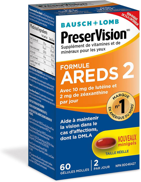 PreserVision AREDS 2 Eye Vitamin & Mineral Supplement, Contains Lutein, Vitamin C, Zeaxanthin, Zinc & Vitamin E, 60 Minigels (Packaging May Vary)...