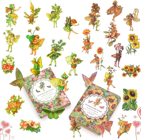 90 Pieces Fairy Stickers for Scrapbook, Transparent Flower Fairy Patch for Scrapbooking Hand Ledger Phone Case Laptop Diary DIY Crafts - (Undertin...
