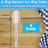 Super Strong, Ergonomic 11 in Serving Spoon 5 Pk. Big, Perforated Stainless Steel Spoons for Cooking, Baking and Basting. Best Kitchen Flatware fo...