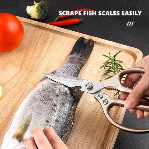 Kitchen Scissors Stainless Steel Multi Function Food Shears with Nutcracker Bottle Opener Ultra Sharp Utility Kitchen Scissor with Fish Scale Scra...