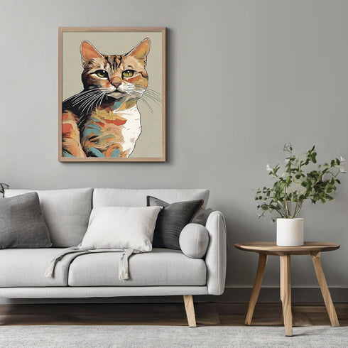 Posterizer 1 pcs- Orange cat print with a gray background-Art for Animal Lovers-Abstract & Modern Art- Gift for Men Women Entrepreneur Teens-Decor...