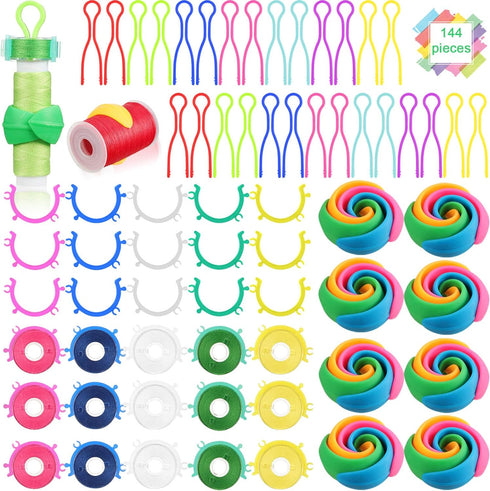 144 Pieces Bobbin Thread Buddies Set Includes 70 Bobbin Holder Clips Color Tool, 32 Spool Huggers, 42 Thread Holders for Spool Organizing...