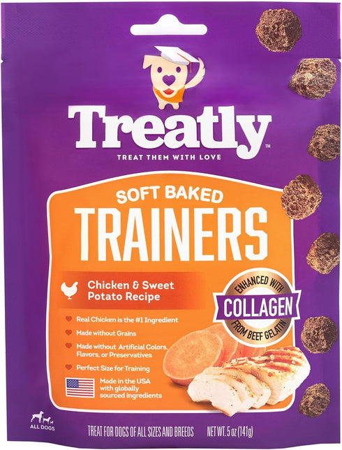 Soft Baked Trainers Chicken & Sweet Potato w/Collagen Dog Treats - 5oz/1 Pack...