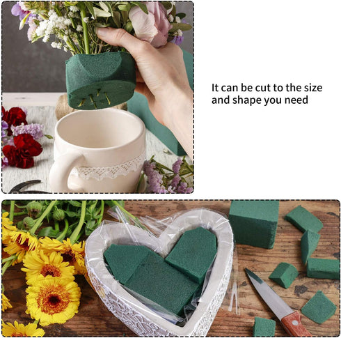 24 Pieces DIY Flower Arrangement Kit, 3.15 x 1.57 Inches Wet Floral Foam Round Flower Arrangement Kit Green Wet Foam Block for Wedding, Aisle Flow...