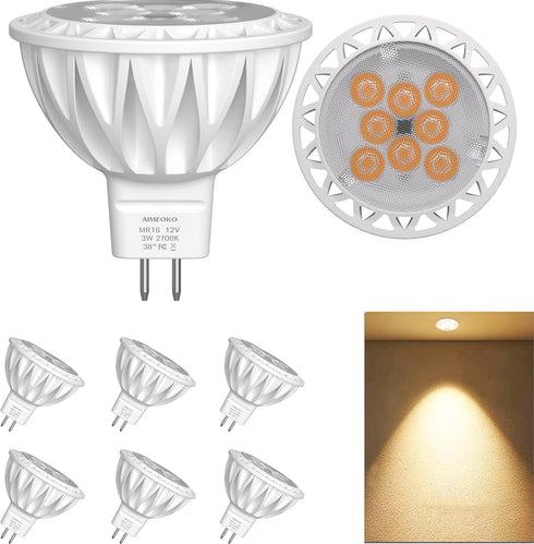 MR16 LED Bulb Light Bulbs 3W (35W Halogen Equivalent) 2700K GU5.3 Base 12V Spotlight 300Lm for Landscape Recessed Track Lighting Ceiling Indoor Ou...