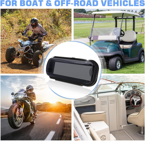 Water Resistant Marine Radio Cover - Boat Stereo Splash Guard Housing - Marine Stereo Waterproof Case for Universal Single DIN Media Receiver...